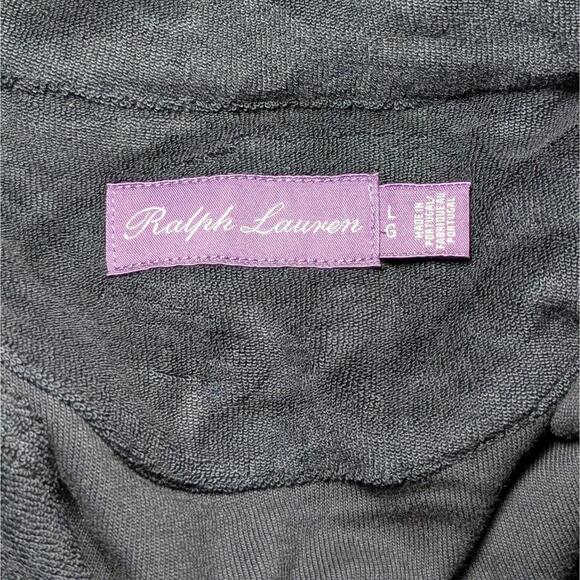 Ralph Lauren Purple Label Terry-Cloth Camp Shirt Navy Men’s L Short Sleeve - Picture 8 of 15